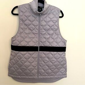 Nike puffer vest black stripe zip front L